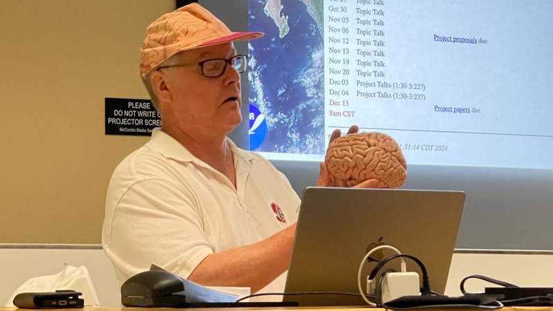 a person holding a brain