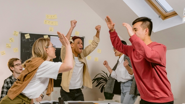 a group of people in a room