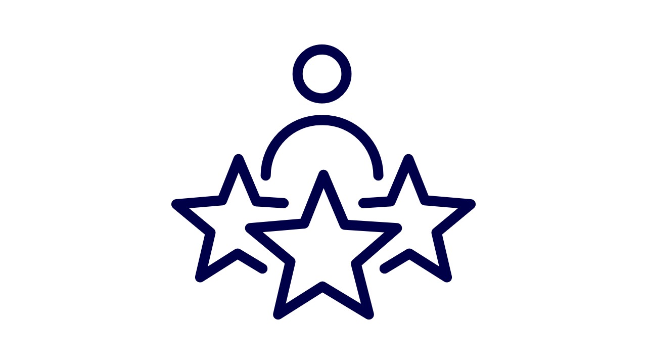 a black outline of a person with stars