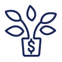 a blue line drawing of a plant with leaves