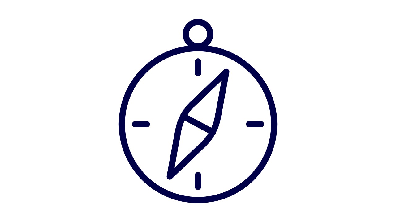 a black and white compass