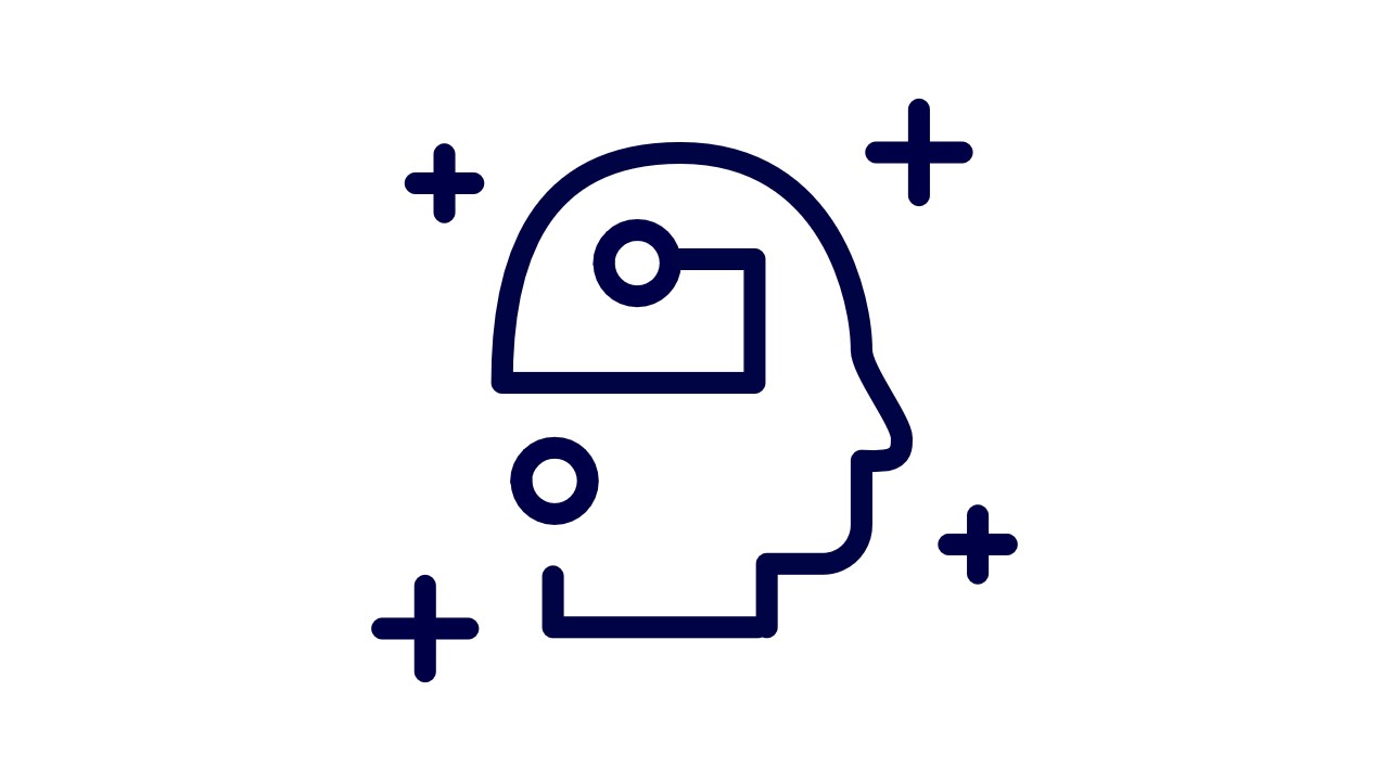 a black outline of a head with a wire connected to it